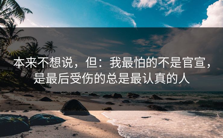 本来不想说,但:我最怕的不是官宣,是最后受伤的总是最认真的人