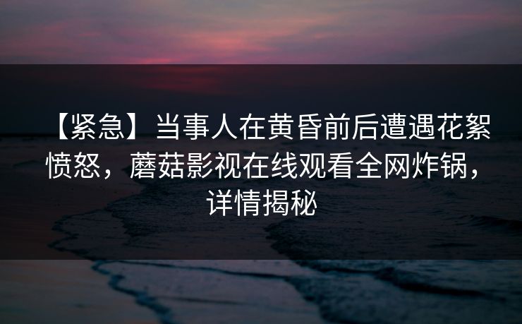 【紧急】当事人在黄昏前后遭遇花絮 愤怒,蘑菇影视在线观看全网炸锅,详情揭秘